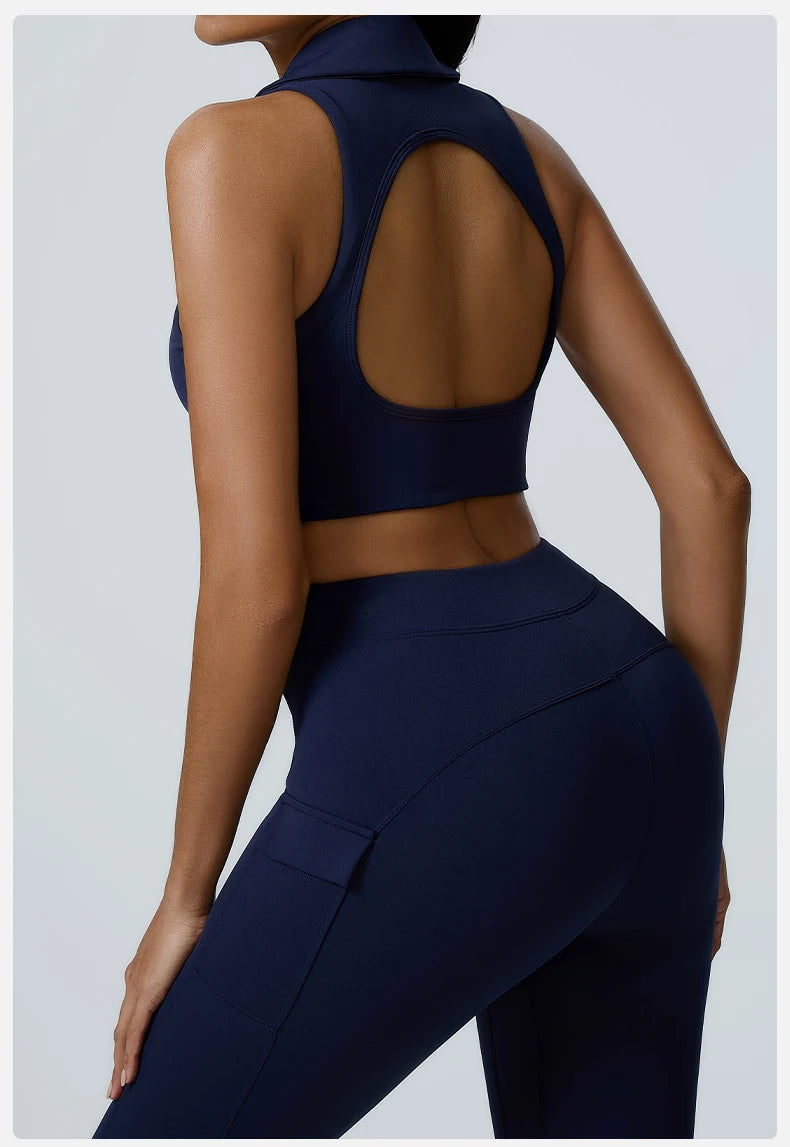 Women Sports Underwear Collar Yoga Top Vest High Shockproof Quick-drying Yoga Bra Gym Workout Bra Running Sexy Fitness Bra