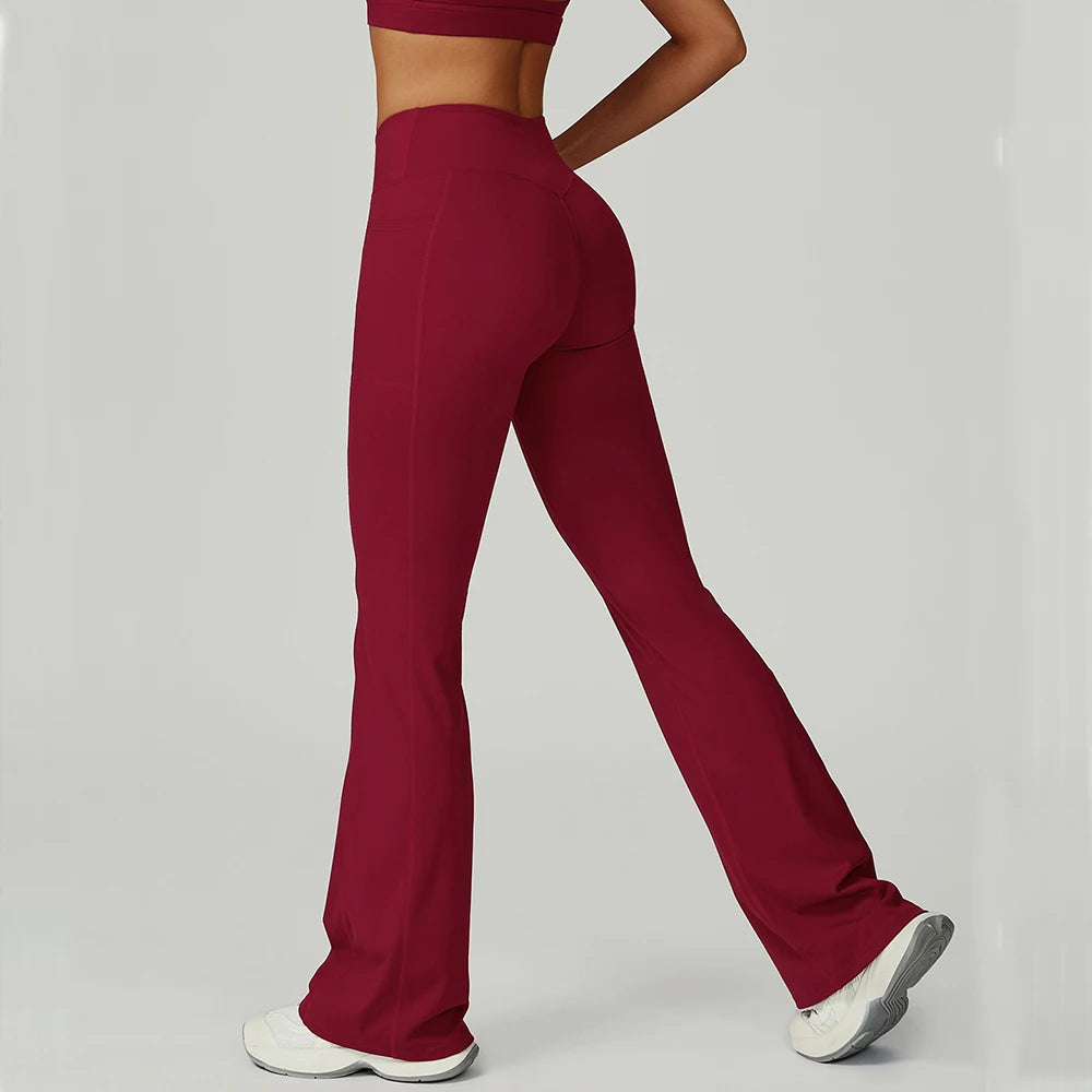 Women Flare Leggings Yoga Pants Bell-bottoms Yoga Trousers High Waist Fitness Pants Stretch Gym Casual Sports Wide Leg Pants