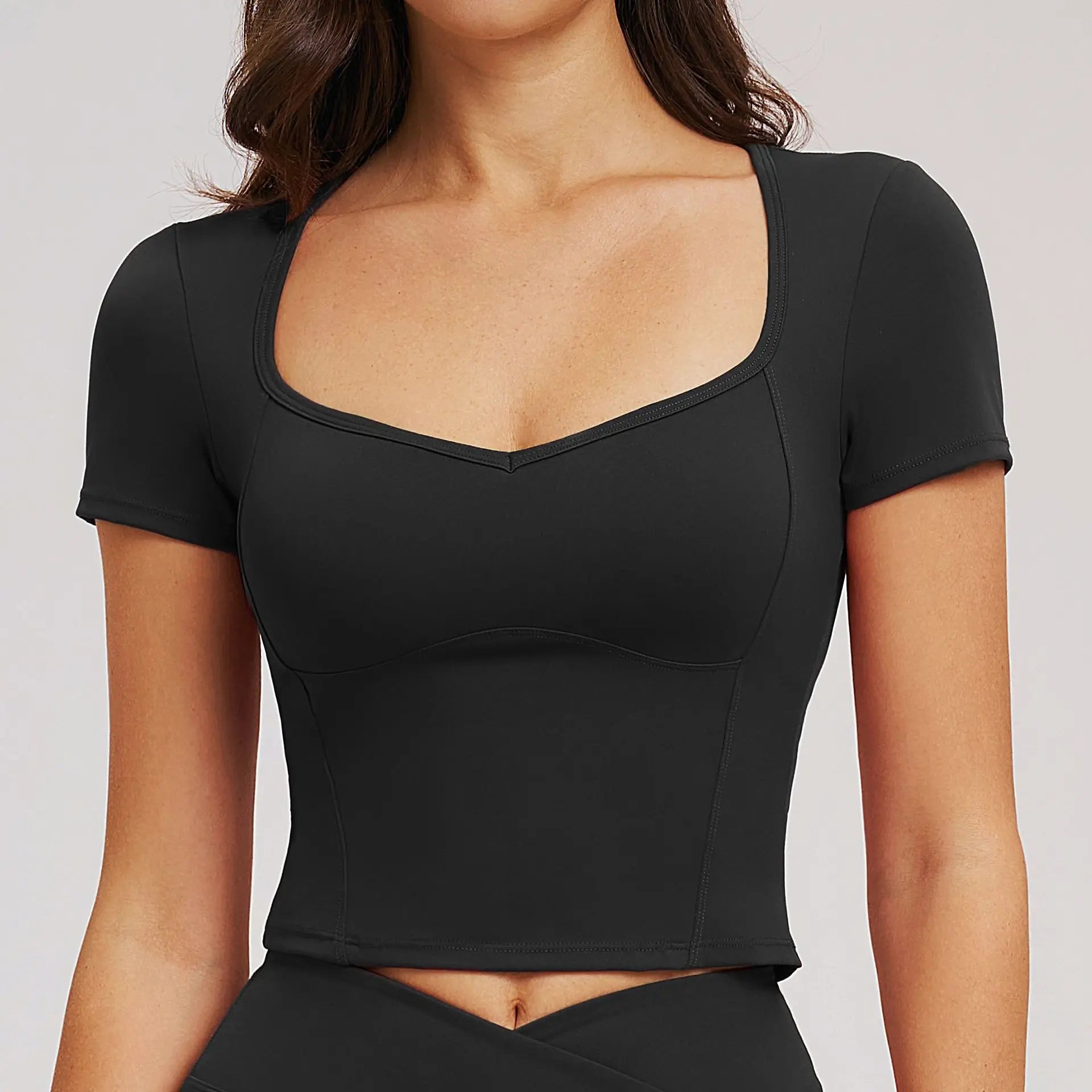 Sports T-shirt Women Fitness Top Yoga Short Sleeves Dance Clothes High Elastic Running Shirts Gym Push Up Workout Top Tee