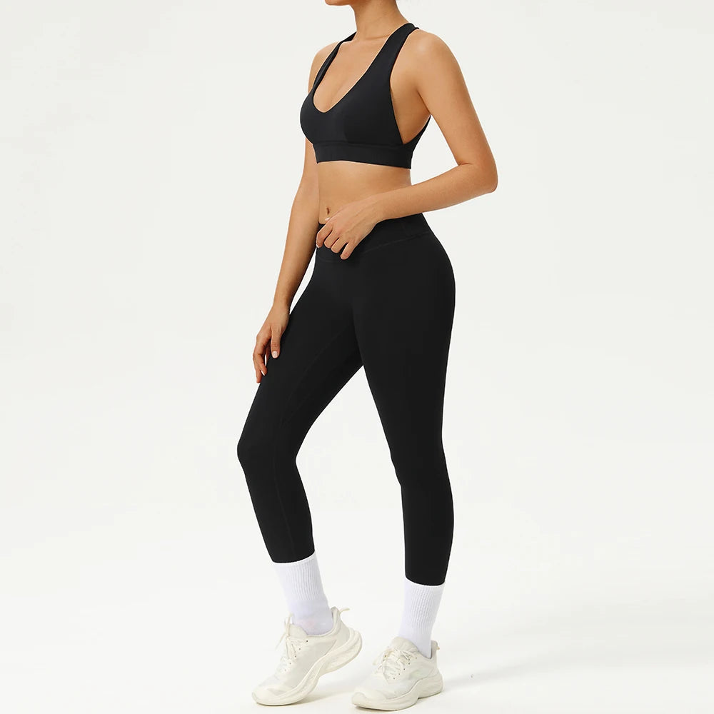 Women 2PCS Yoga Set Workout Sets Sportswear Gym Clothing Fitness Zipper Long Sleeve High Waist Leggings Sports Suits Yoga Suit