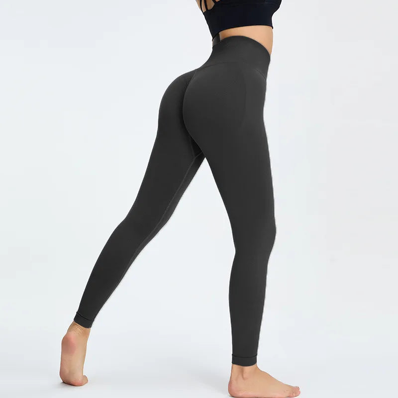 Seamless Fitness Women's Sport Leggings High Waist Elastic Solid Yoga Leggings Gym Jogging Quick Dry Push Up Slim Pants Female