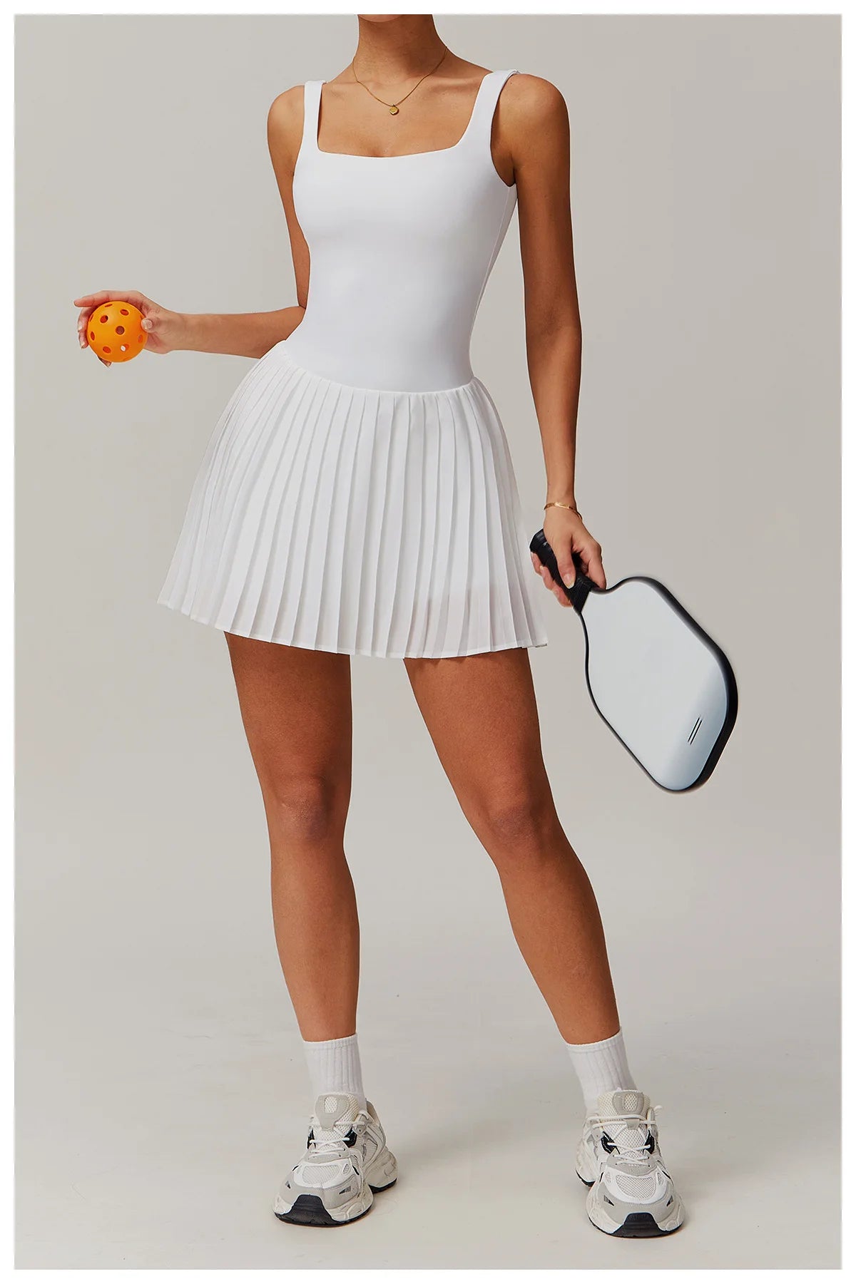 Yoga Set Naked Tennis Dress Women's Jumpsuit Bottom anti Glare Fitness Clothes Sports Running Pockets Pleated Skirt Sports Dress
