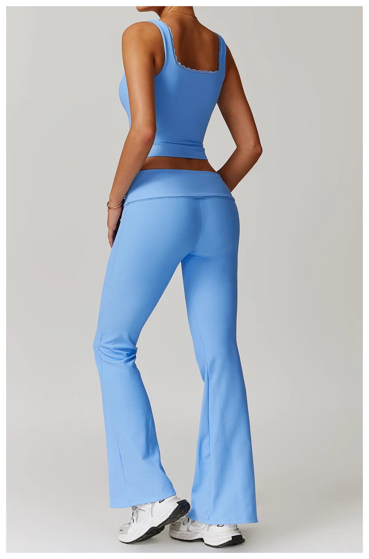 Women Flare Leggings High Waist Wide Leg Yoga Pants Lace Fitness Workout Tights Gym Sports Trousers Casual Slimming Clothing