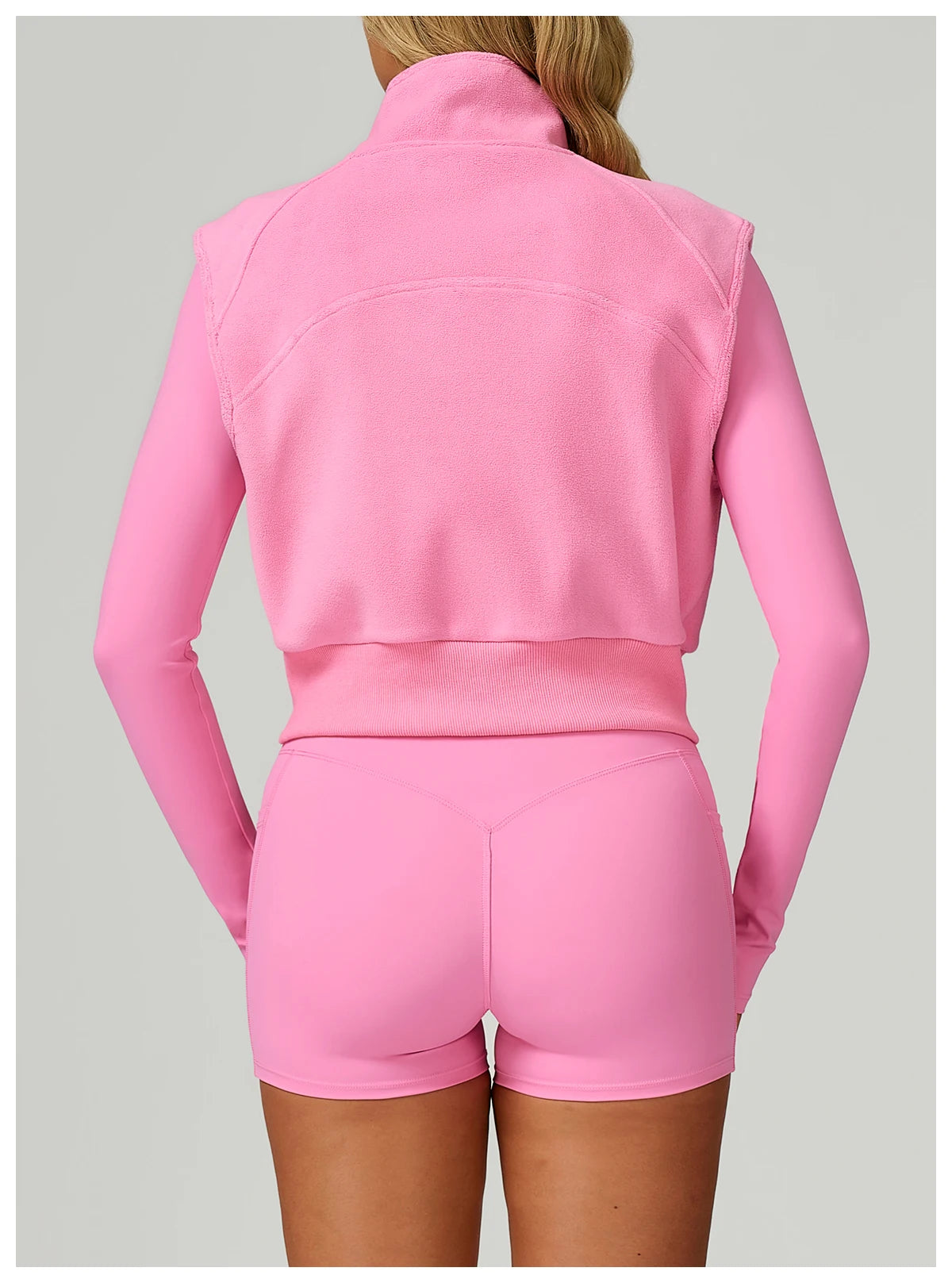 Winter Warm High Neck Velvet Vest Women's Sleeveless Top with Zipper Waist Outdoor Running Top