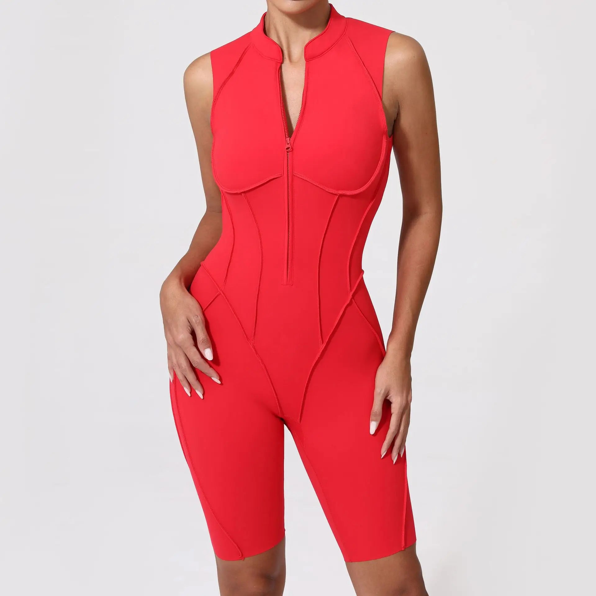 Zipper Jumpsuit Women's Fitness Suit Short Sets Sports Overalls for Woman Tracksuit Yoga Clothing Gym Workout Clothes Sportswear
