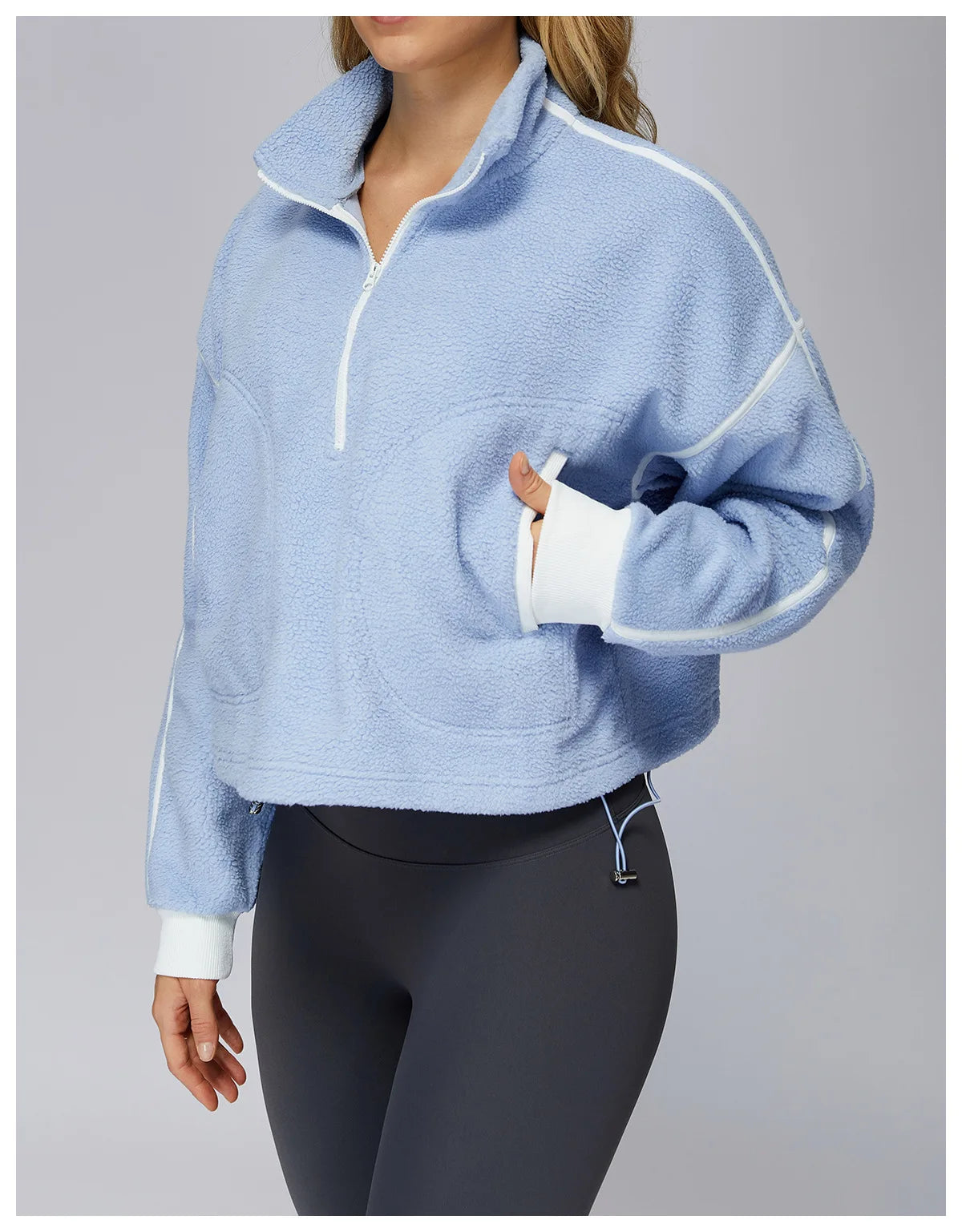 Winter Women's Standing Collar Windproof and Warm Fleece Jacket Women's Long Sleeved Running and Fleece Sports Jacket