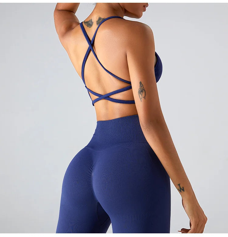 Women Sports Underwear Cross Strap Top Women Push Up Sport Bra Yoga Gym Crop Top Brassiere Fitness Top Sport Bra Breathable Bras