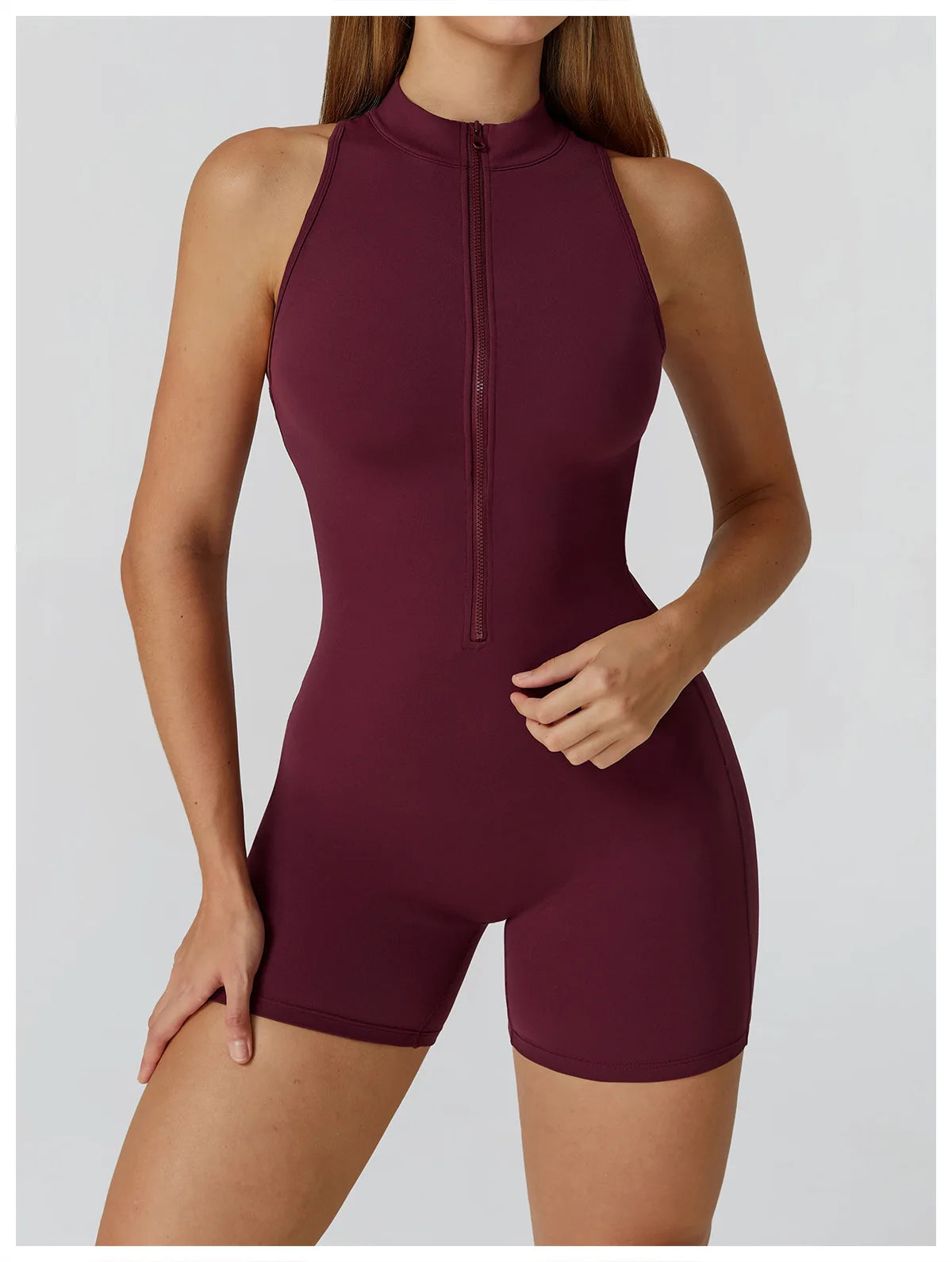 Scrunch Sports Overalls Gym Jumpsuit Women's Fitness Suit Short Sets for Woman Tracksuit Yoga Clothing Zipper Workout Sportswear