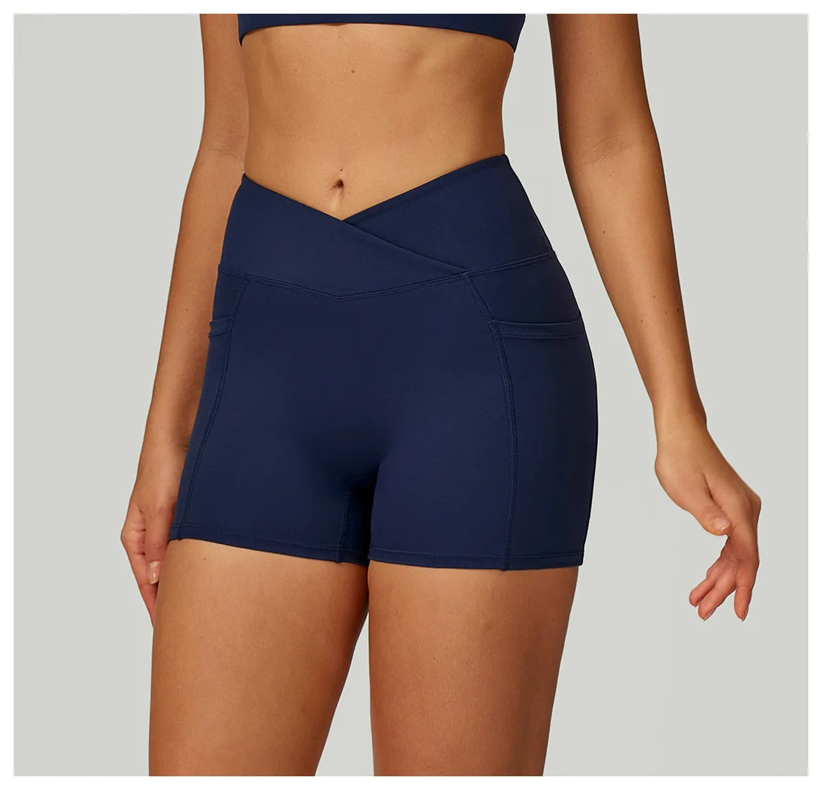 Cross Waist Head Yoga Shorts High Waist Workout Fitness Lift Butt Fitness Tights Gym Running Body Shaper Pants Casual Sportswear