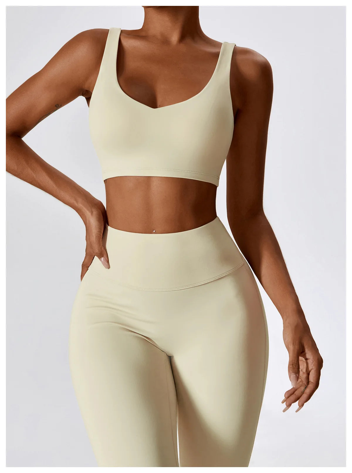Women Tracksuit Gym Yoga Suit 2PCS Tight Fitting Sports Set Workout Breathable T Shirts Bra Tank Top Loose Bell-bottoms Leggings