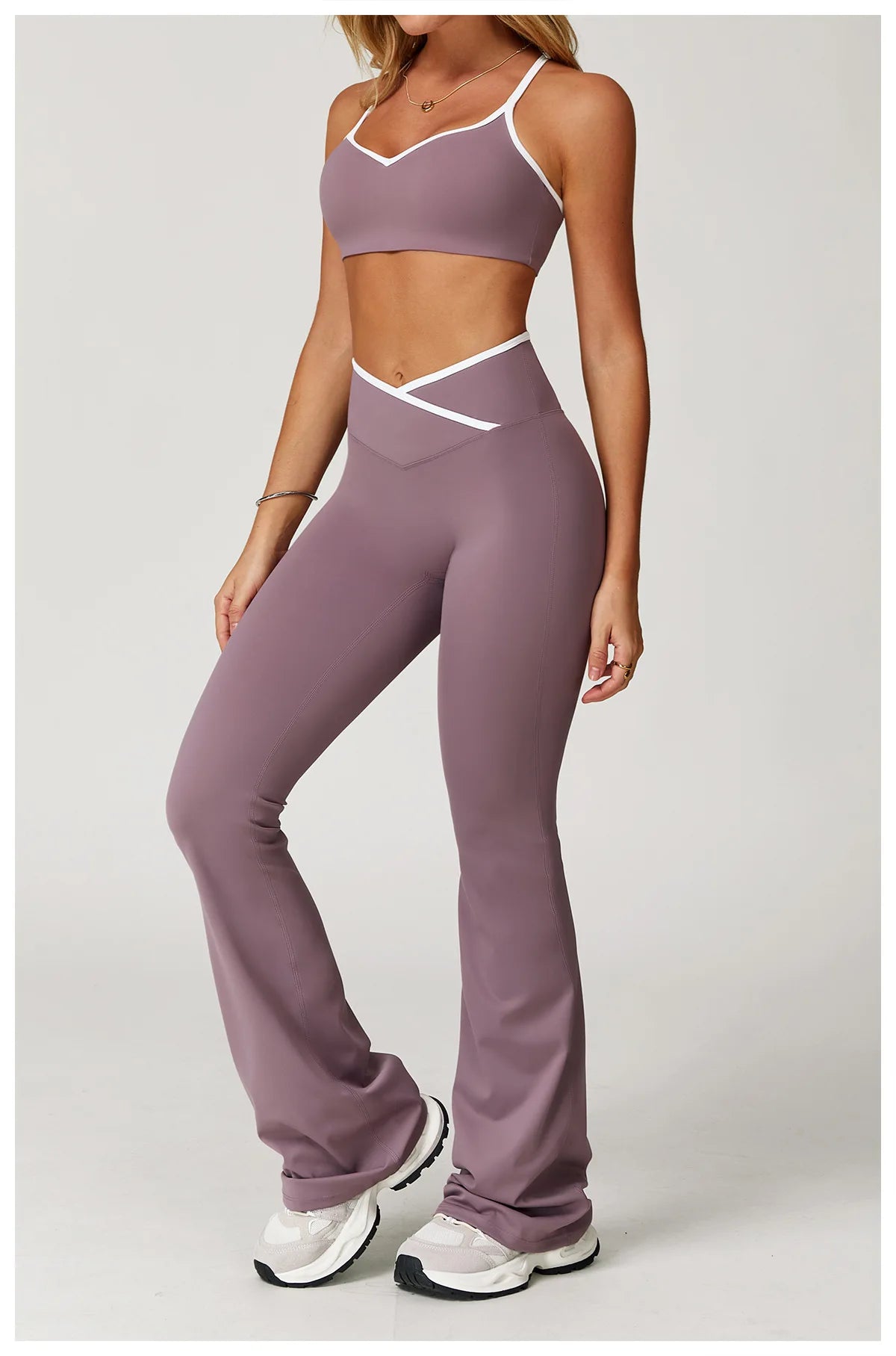 Women's Clothes Yoga Set 2 Pieces Workout Tracksuit Sportswear Gym Clothing High Waist Bell-bottoms Sexy Fitness Bta Sports Suit