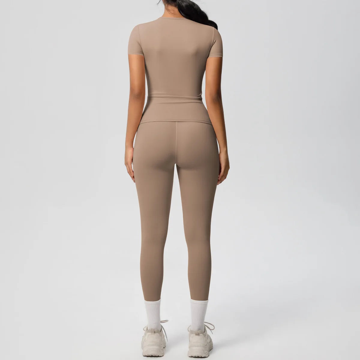 2PCS Yoga Set Women's Tracksuit Quick-Drying Gym Leggings Set Short Sleeve Breathable Gym Yoga Slim Fitness Active Top
