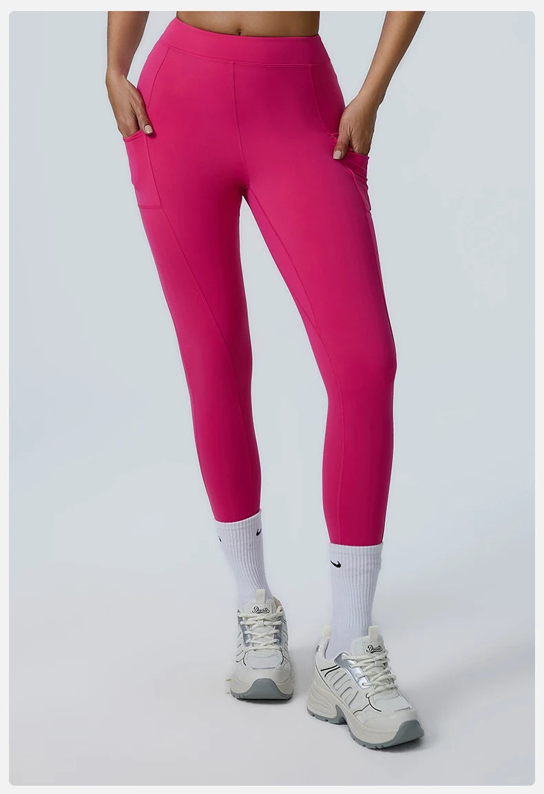 Women Yoga Pants High Waist Leggings Sport Gym Fitness Leggings Women Pocket Female Push Up Legging Tummy Control Running Tights