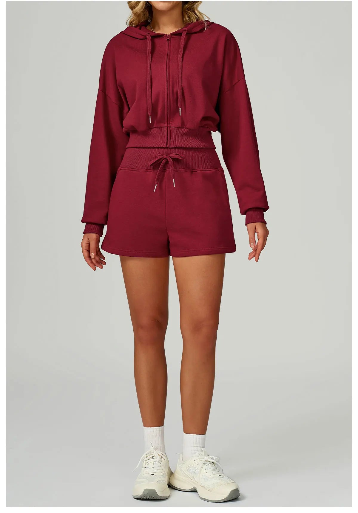 New Winter Zipper Sports Suit 2 Pieces Hooded Casual Loose Sweatshirt Long Sleeved Outdoor Running Suit Sportswear for Women