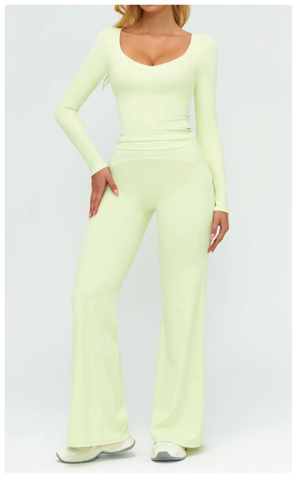 Yoga Set Women Tracksuit 2PCS Sportswear Workout Clothes Athletic Wear Gym Leggings Fitness Outfits Top Long Sleeve Sports Suits