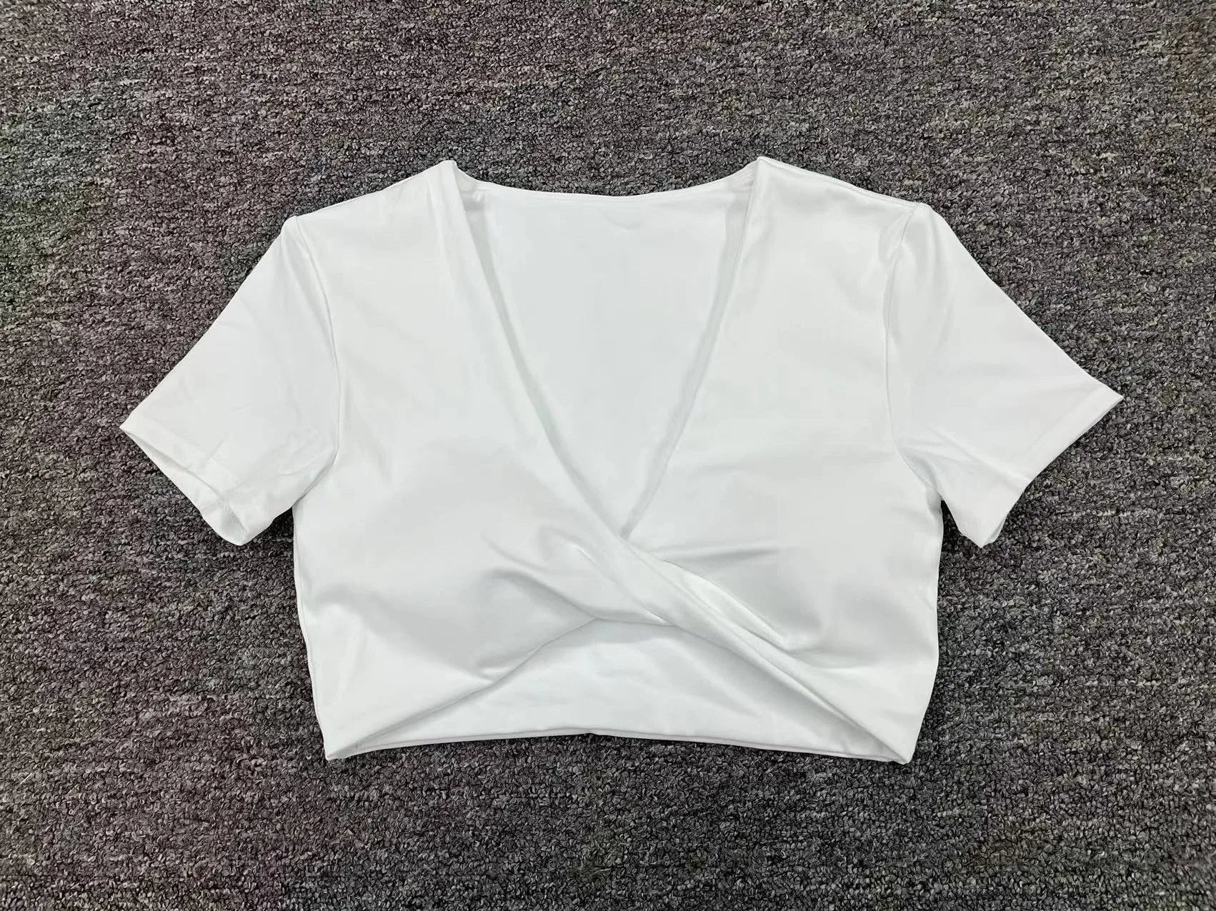 Sexy V Neck Crop Top Women Short Sleeve Yoga Shirt Naked Feeling Fitness Workout Tops Gym Clothes Sportswear Running T-shirts
