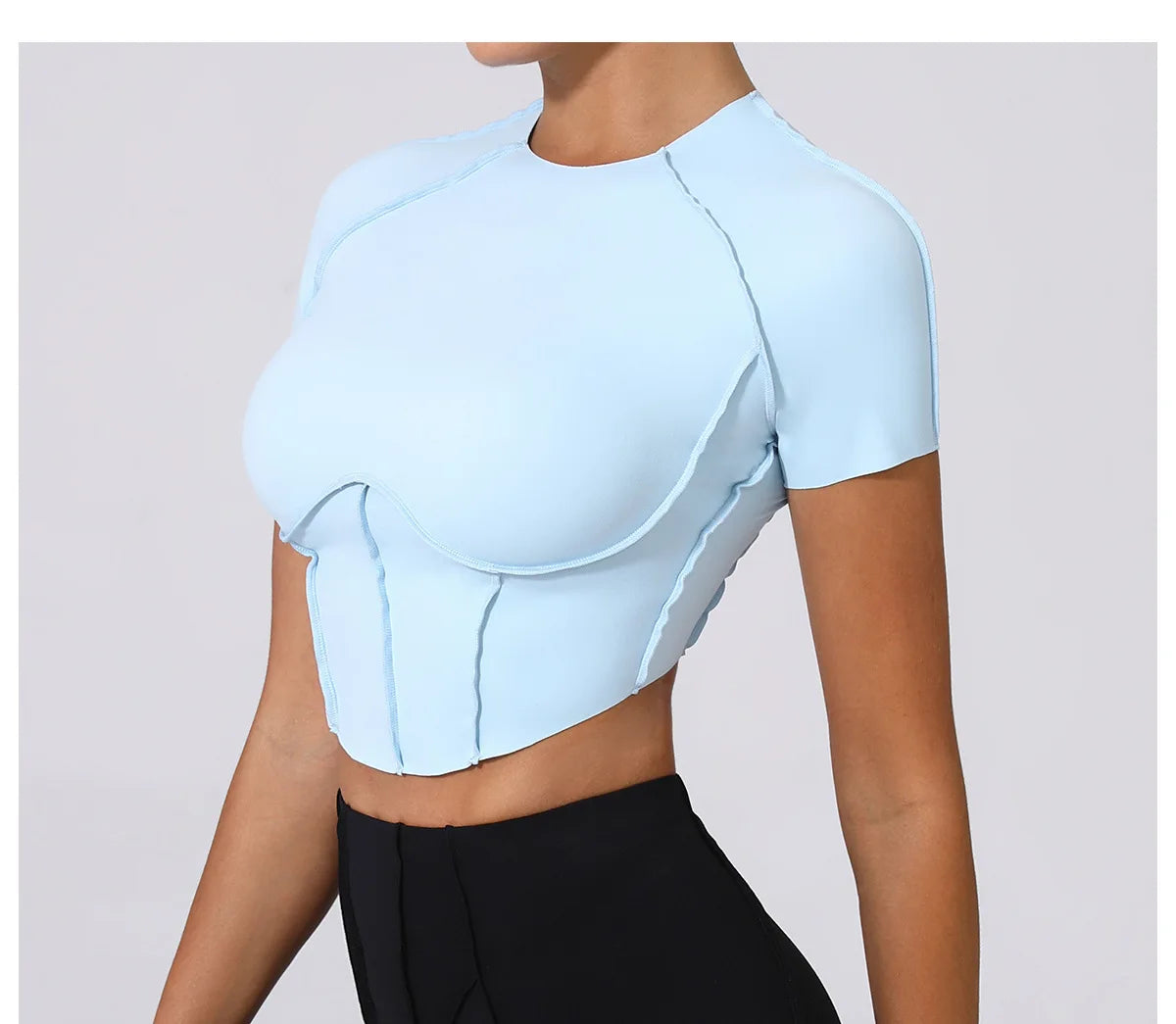 Women Yoga Top Line Sport T Shirts Fitness Clothes Short Sleeve Push Up Yoga Shirt Gym Top Running Active Wear Workout Sport Top