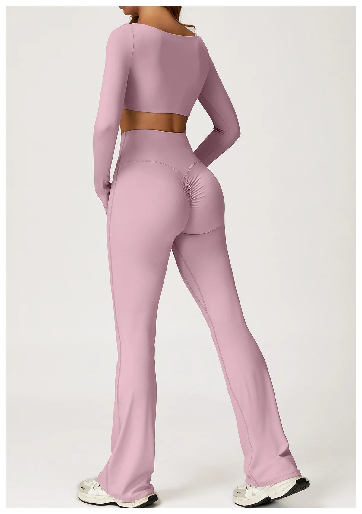 Women Yoga Set 2PCS Sportswear Push Up Workout Clothes Athletic Wear Gym Legging Fitness Bra Crop Top Long Sleeve Sports Suits
