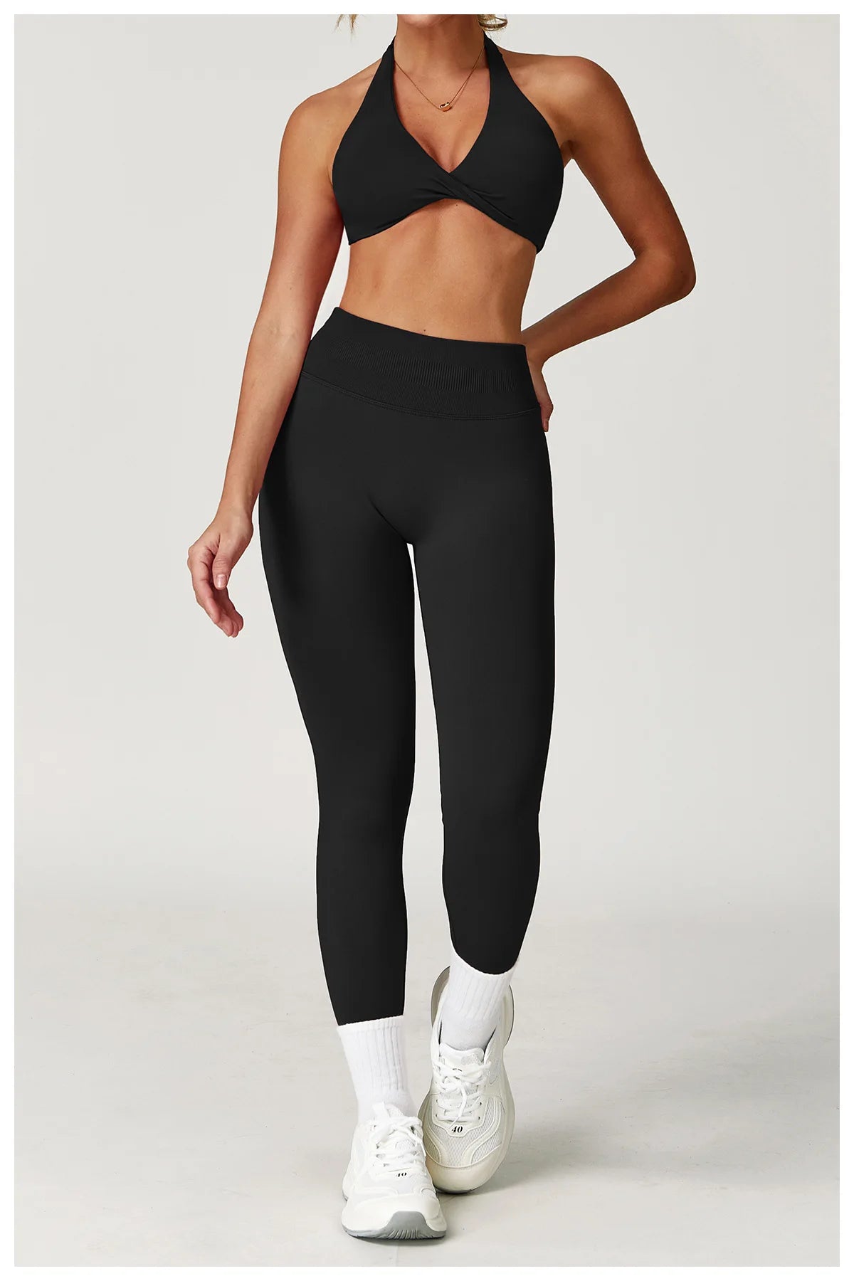 2PCS Yoga Suit Sports Set Women Gym Set Women Tracksuit Running Workout Long Sleeve Sports Shirt Yoga Clothing Seamless Leggings