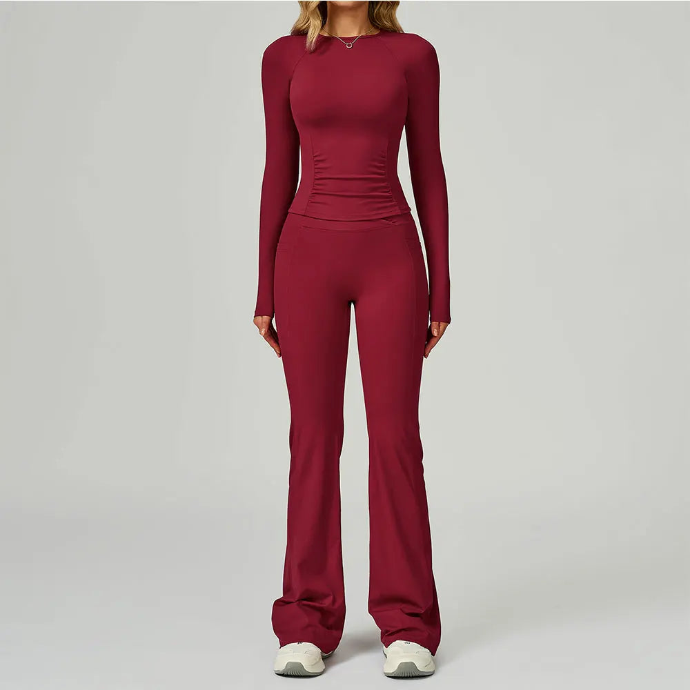 2 Pieces Yoga Suit Women Sports Set Quick-Drying Gym Set Women Tracksuit Running Workout Long Sleeve Sports Yoga Clothing