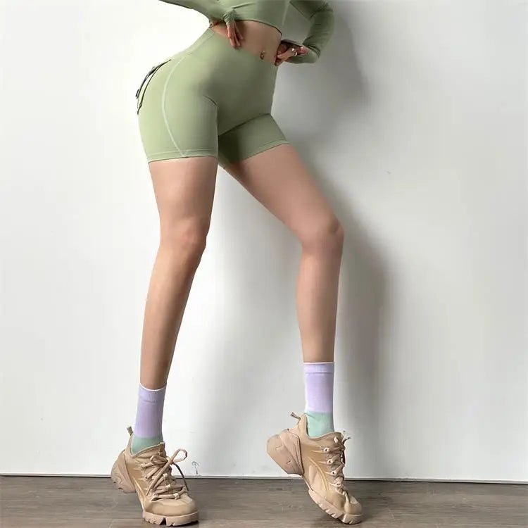 Summer Sports Shorts Pockets Women Gym Leggings Women Scrunch Butt Workout Shorts Cycling Shorts Push Up Yoga Pants Butt Shorts