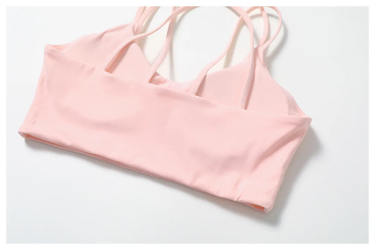 Women's Sports Bra Sexy Criss Cross Straps Back High Support Impact Yoga Underwear Running Fitness Gym Padded Bralette Tops