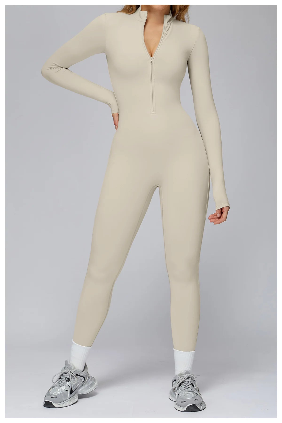 Winter Fleece Jumpsuit Women Tracksuit Yoga Set Zipper Rompers Long Sleeved Fitness Sports Bodysuit Gym Push Up Workout Clothes