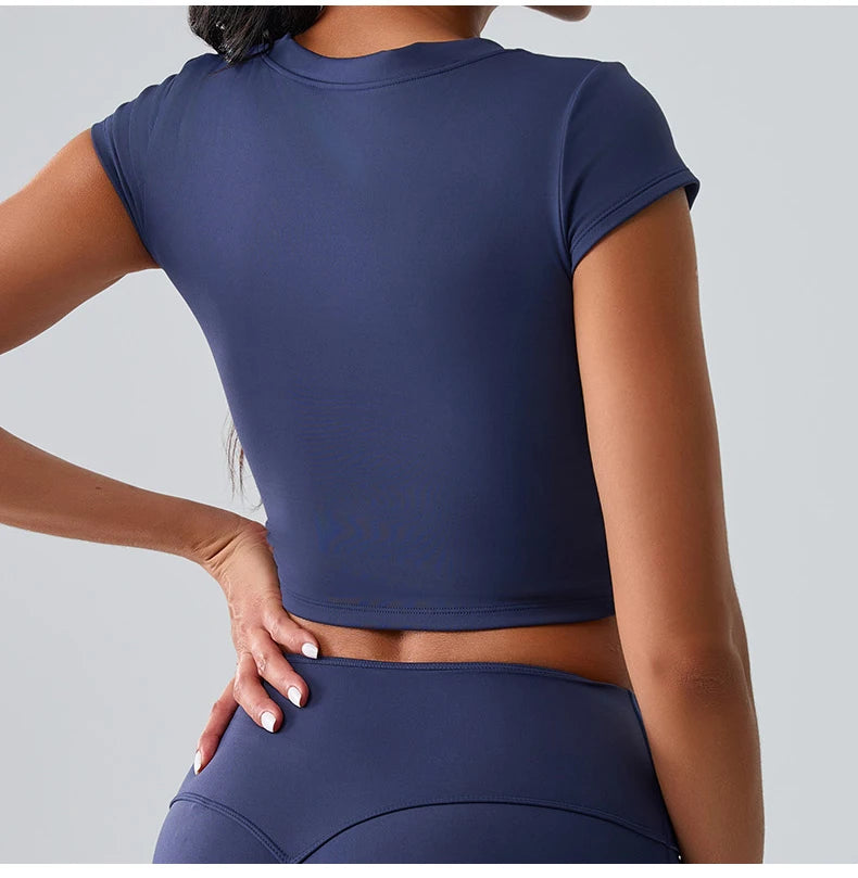 Women Yoga Top Sexy Sport T Shirts Fitness Clothes Workout Short Sleeve Yoga Shirt Gym Top Running Active Wear Push Up Sport Top
