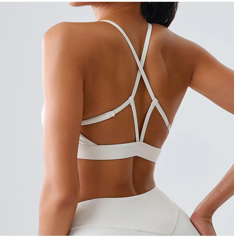 Women Impact Sports Bra Halter Top High Support Push Up Clothes Running Tops Open Back Gym Wear Fitness Yoga Workout Underwear