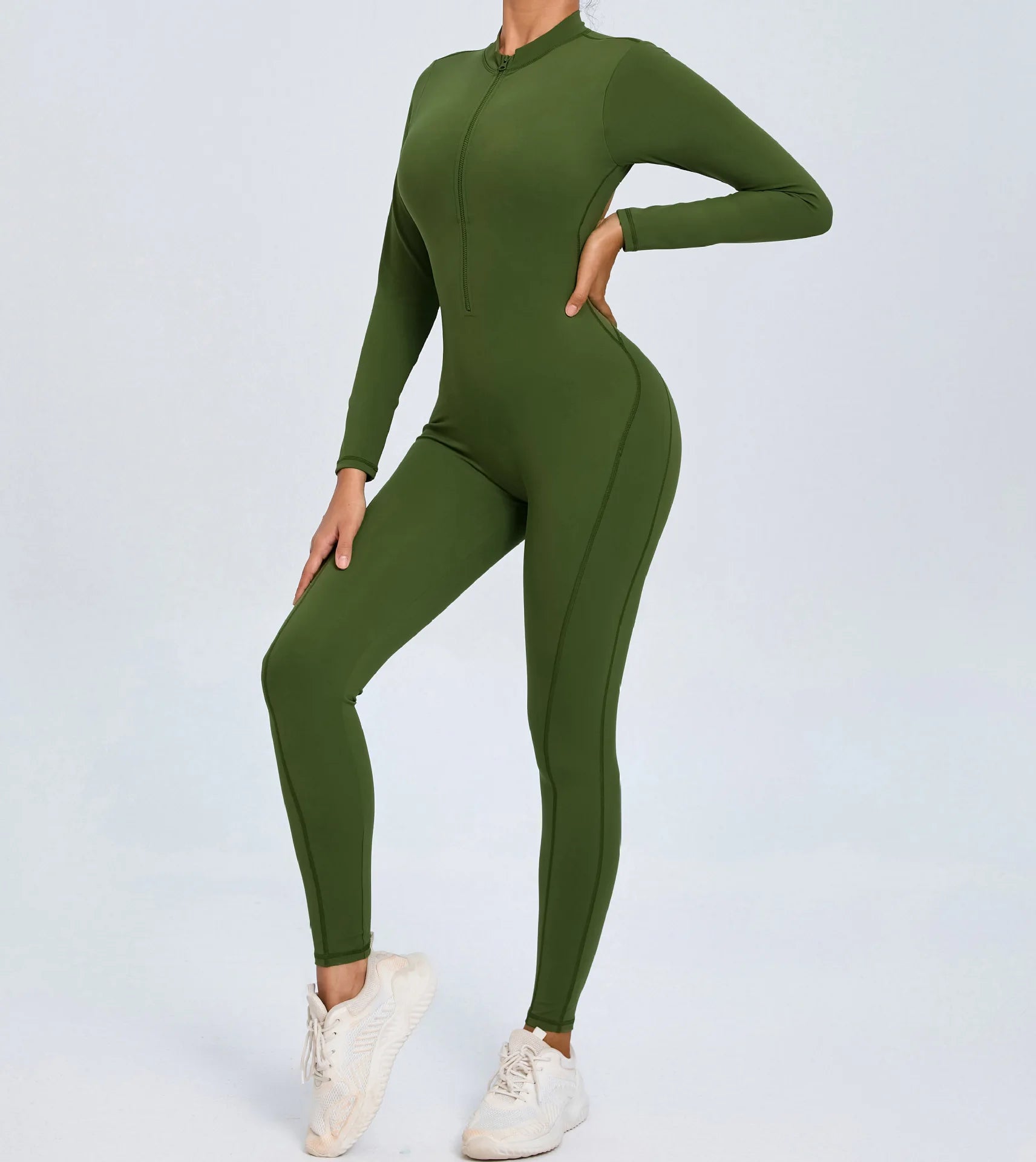 Backless Rompers Yoga Long Sleeved Women's Sportswear Gym Zipper Jumpsuits Workout Bodysuit Fitness One-piece Skin-tight Garment
