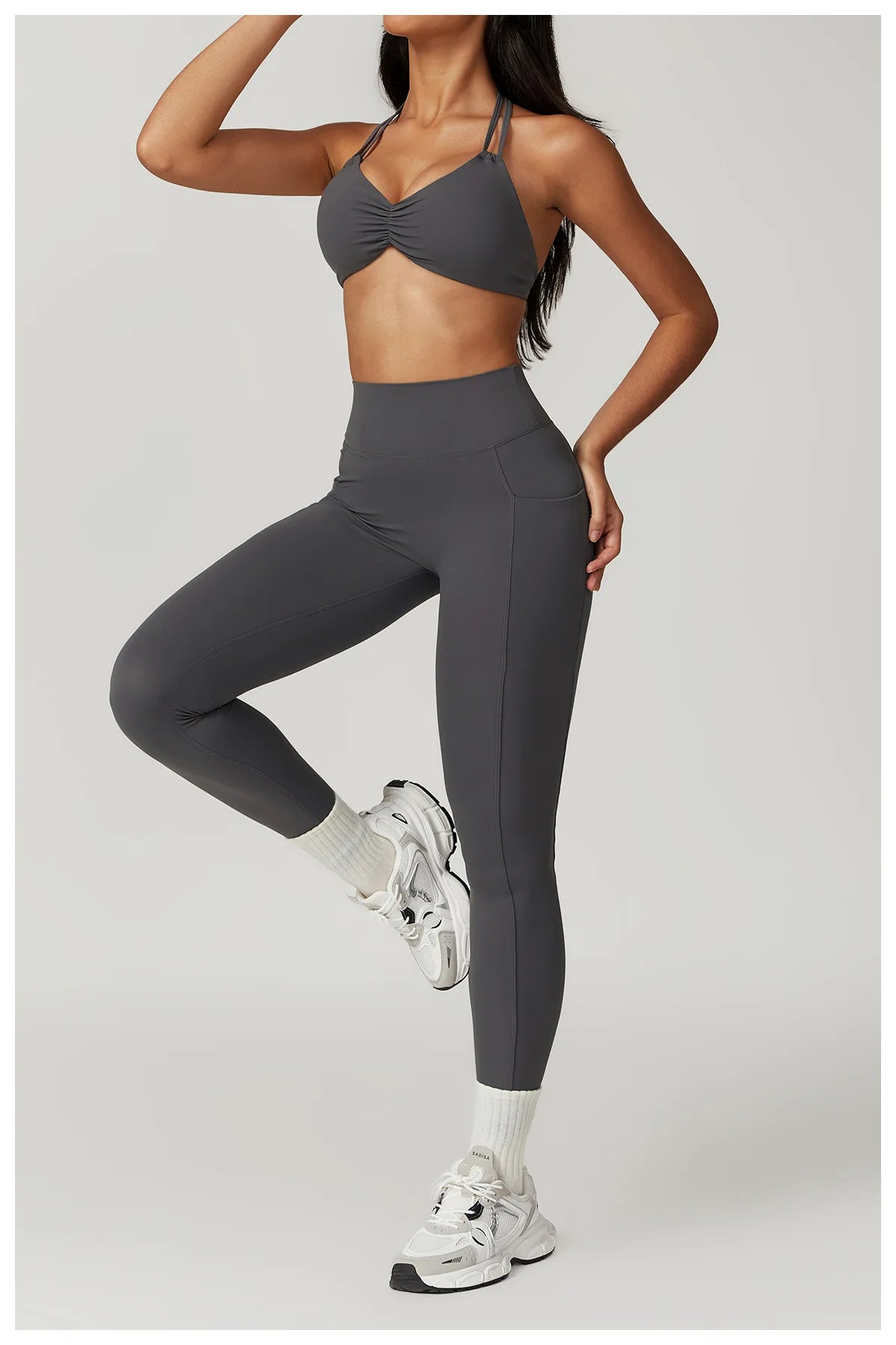V-shaped Back Leggings Fitness Women Sport Leggings High Waist Elastic Solid Yoga Pants Gym Jogging Push Up Slim Pants Female