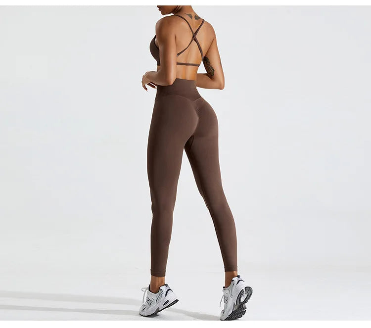 Seamless Soft Cross Back Women Sports Underwear Fitness Bra Tights Yoga Vest High Strength Shockproof Gym Sports Top Push Up Bra
