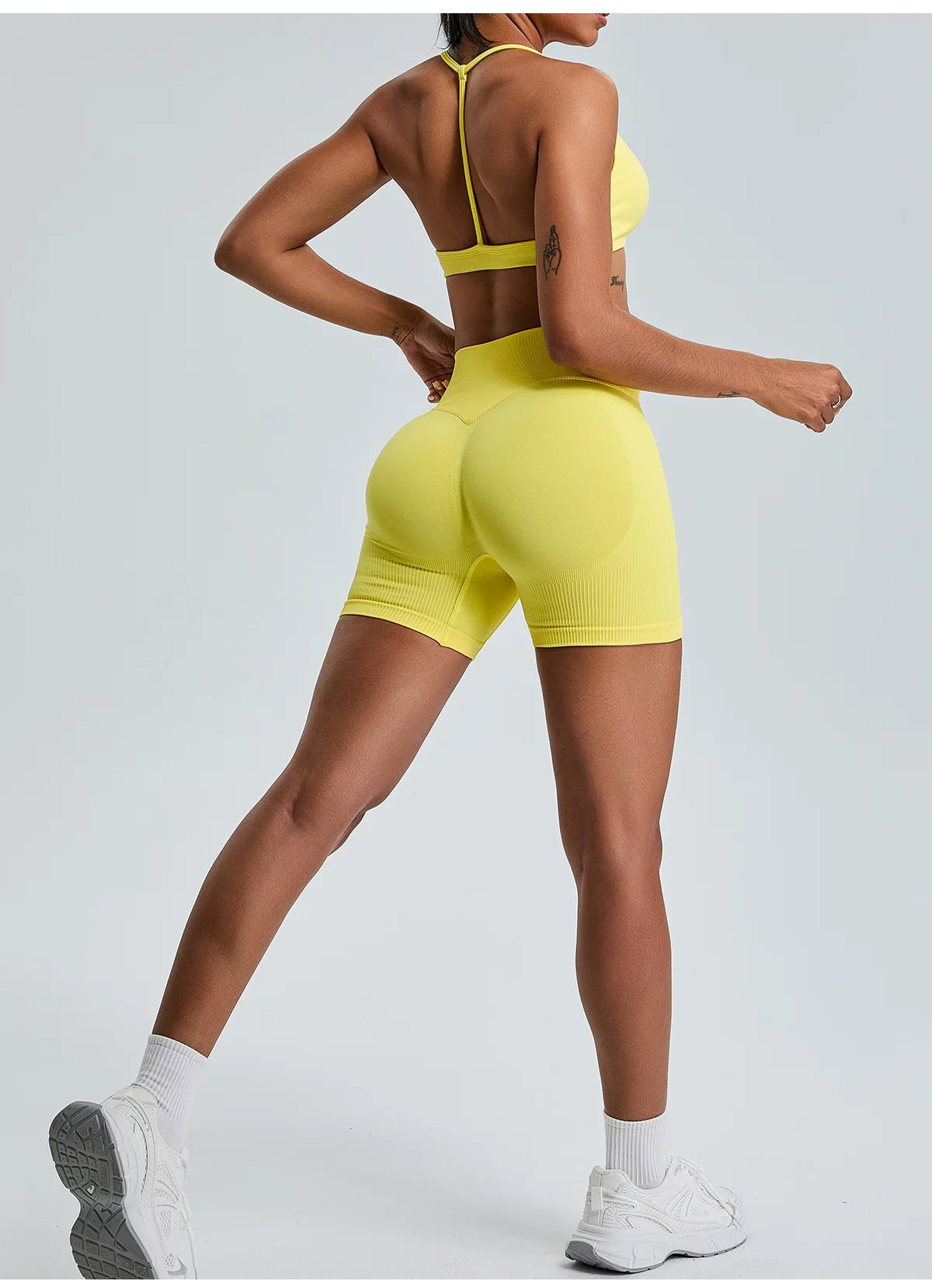 Seamless Yoga Shorts Women High Waist Workout Shorts Fitness Yoga Lift Butt Fitness Yoga Gym Running Sports Shorts Sportswear