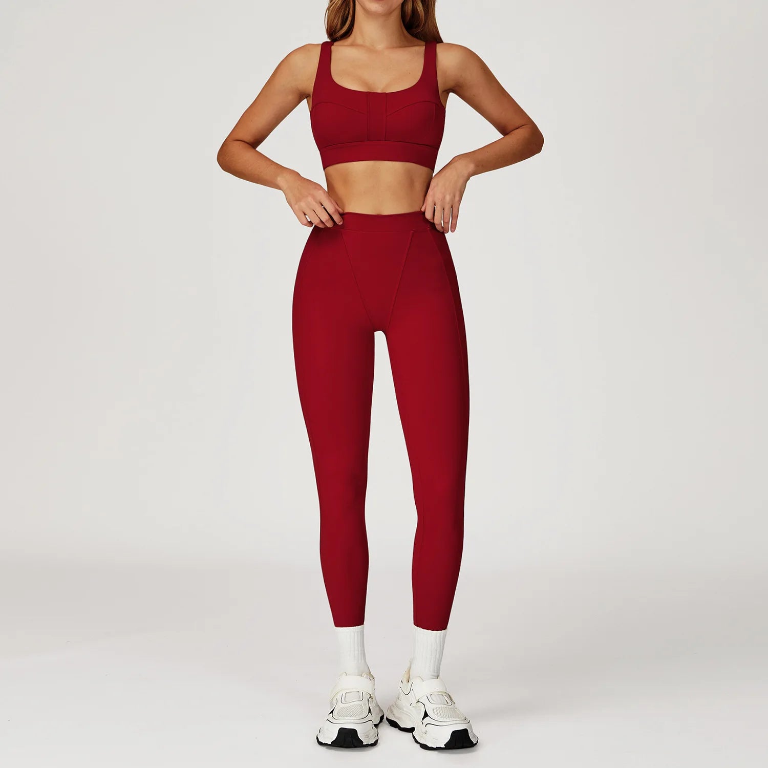 2PCS Yoga Set Gym Clothes Sportswear Yoga Suits For Women Outfits Fitness Set Tracksuits Sports Bra Gym Long Sleeved Leggings