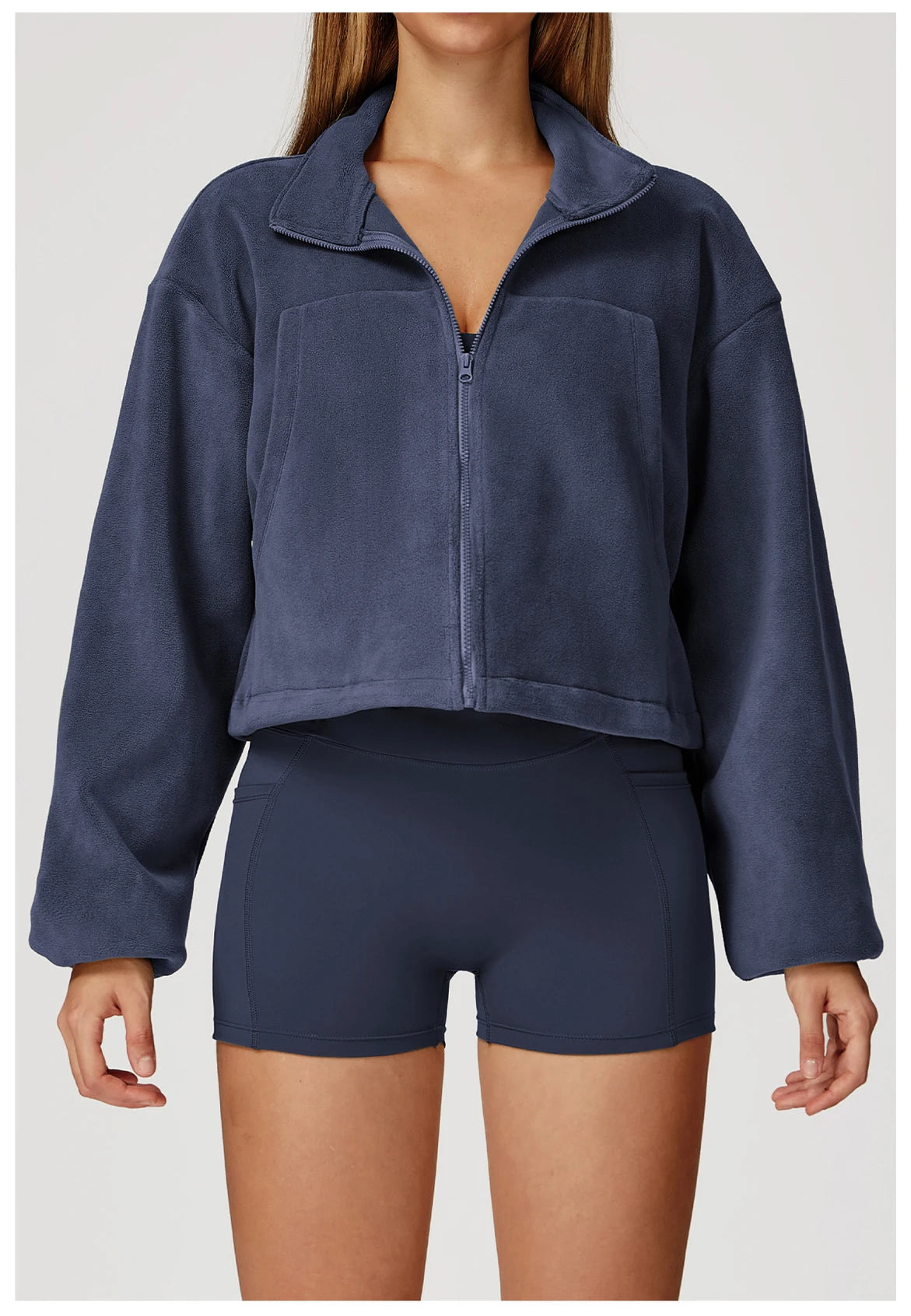 Winter Yoga Jacket Women Long Sleeved Stand Up Collar Windproof Warm Fleece Drawstring Jacket Running With Fleece Sports Jacket