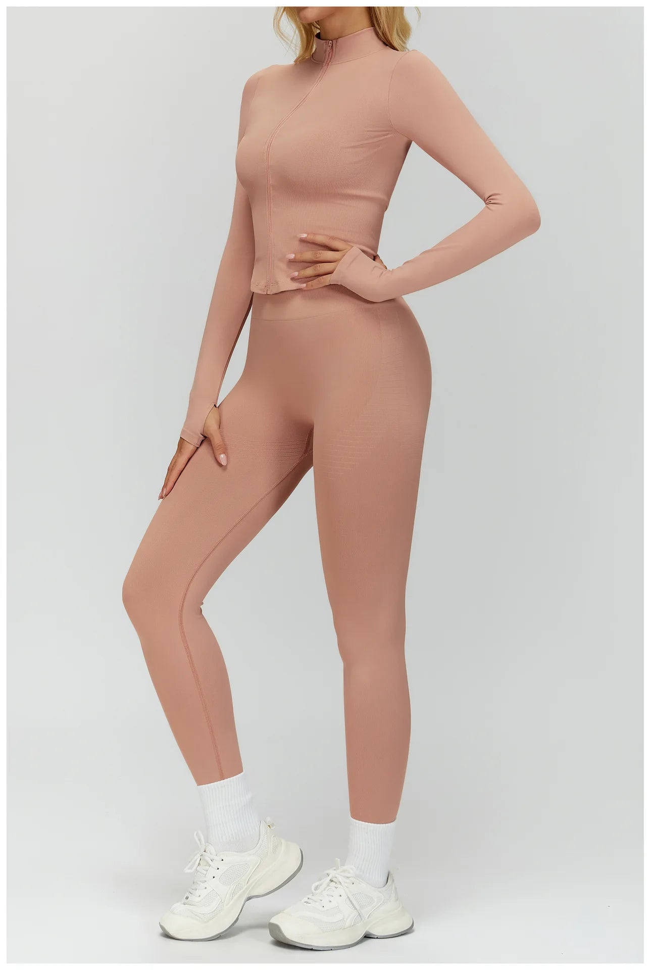 Seamless Yoga Set 3PCS Women Sportswear Workout Clothes Athletic Wear Gym Legging Fitness Bra Crop Top Long Sleeve Sports Suits