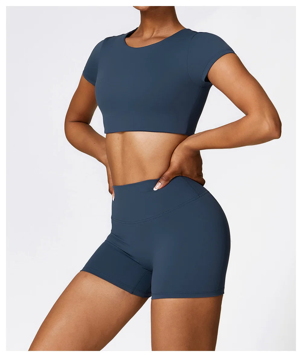 Yoga Top Women Sport T Shirts Push Up Fitness Clothes Short Sleeve Yoga Shirt Gym Top Running Active Wear Sport Top Femme Tights