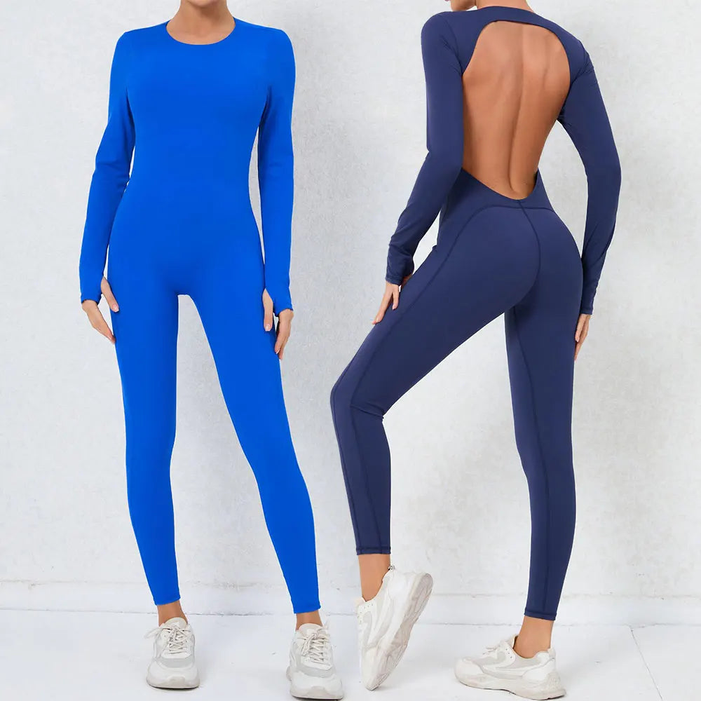 Jumpsuit Gym Yoga Set Women Long Sleeves Sportswear Women Tracksuit Sport Fitness Rompers Female Push Up Workout Bodysuit