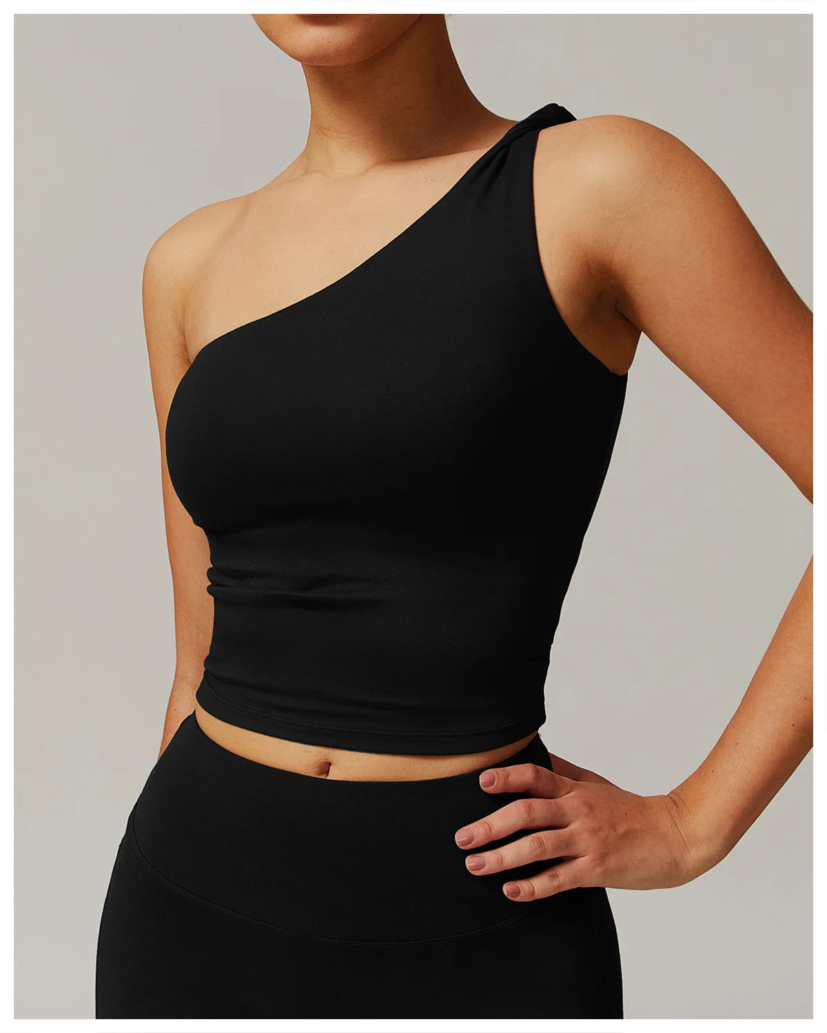 Single Shoulder Tank Top Women Gym Women Sports Underwear Push Up Crop Top Fitness Bra Breathable Running Athletic Sportswear