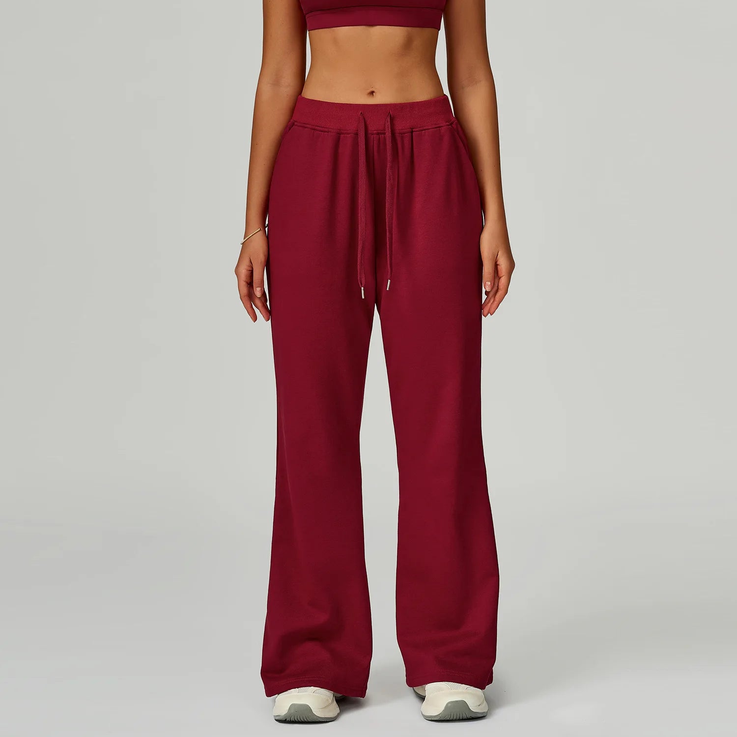 Winter High Waist Loose Fit Sports Pants Women Drawstring Wweatpants With Pockets Straight Leg Yoga Pants Versatile Sports Pants