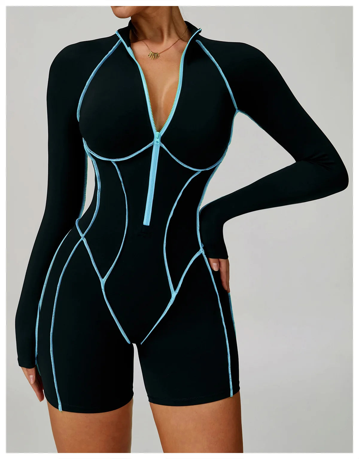 Zipper Rompers Women's Gym Jumpsuit Fitness Suit Short Sets Sports Overalls for Woman Tracksuit Yoga Clothing Workout Sportswear