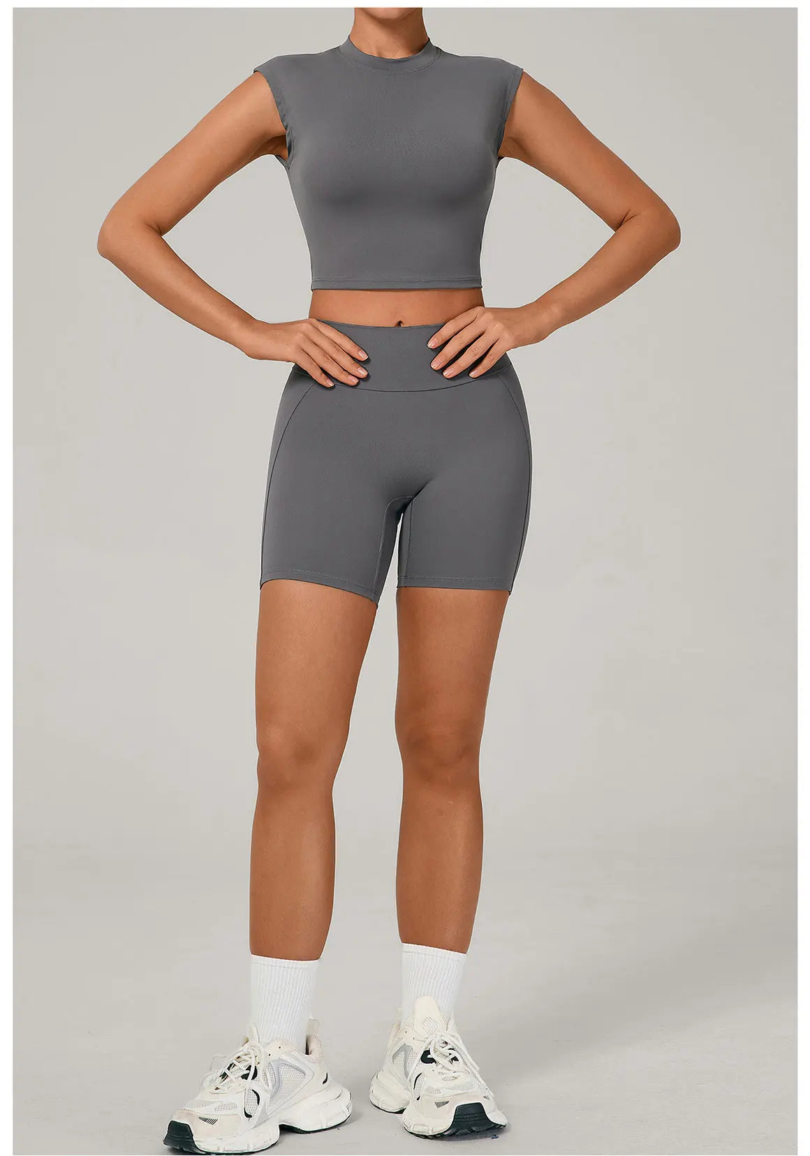 Yoga Sets Workout Sets Women Tracksuit 2 Pieces Gym Suits Yoga Short Sleeves High Waist Shorts Outfits Running Fitness Clothes
