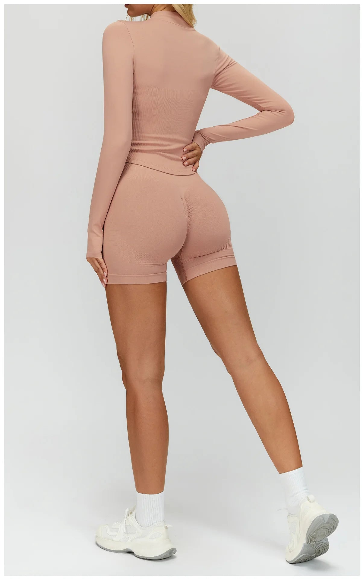 Seamless Outdoor Sports Long Sleeved Women Yoga Coat Quick Dry Zipper Cardigan Stand Up Collar Jacket Running Fitness Jacket Top