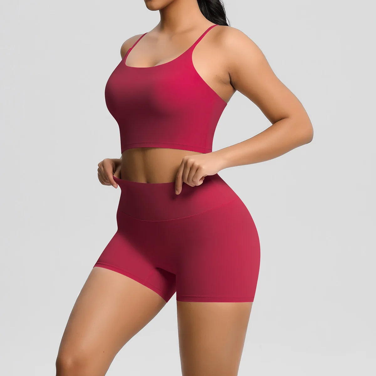 Yoga Sport Set Women Seamless Crop Top Bra Shorts Yoga Set Comfort Elastic Sportsuit Workout Outfit Fitness Gym Clothes