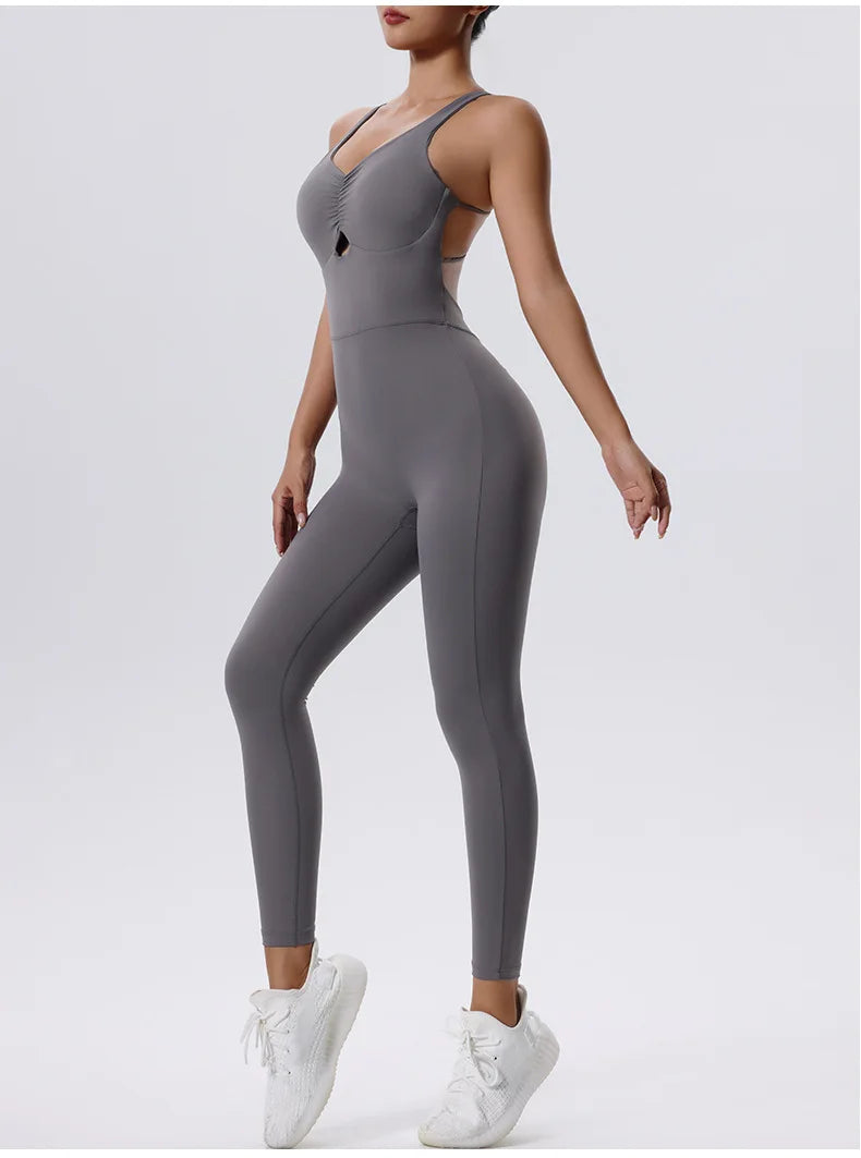 New Yoga Suit Gym Set Women Training Sportswear Women Sports Jumpsuit Fitness Rompers Stretch Female Push Up Workout Bodysuits