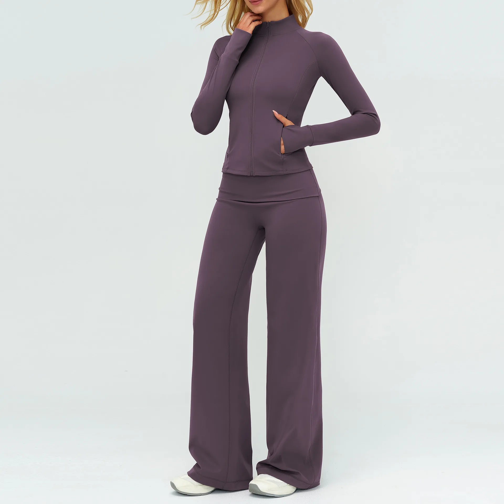 2/3PCS Women Tracksuit Yoga Set Sportswear Workout Clothes Athletic Wear Gym Outfit Fitness Bra Crop Top Long Sleeve Sports Suit