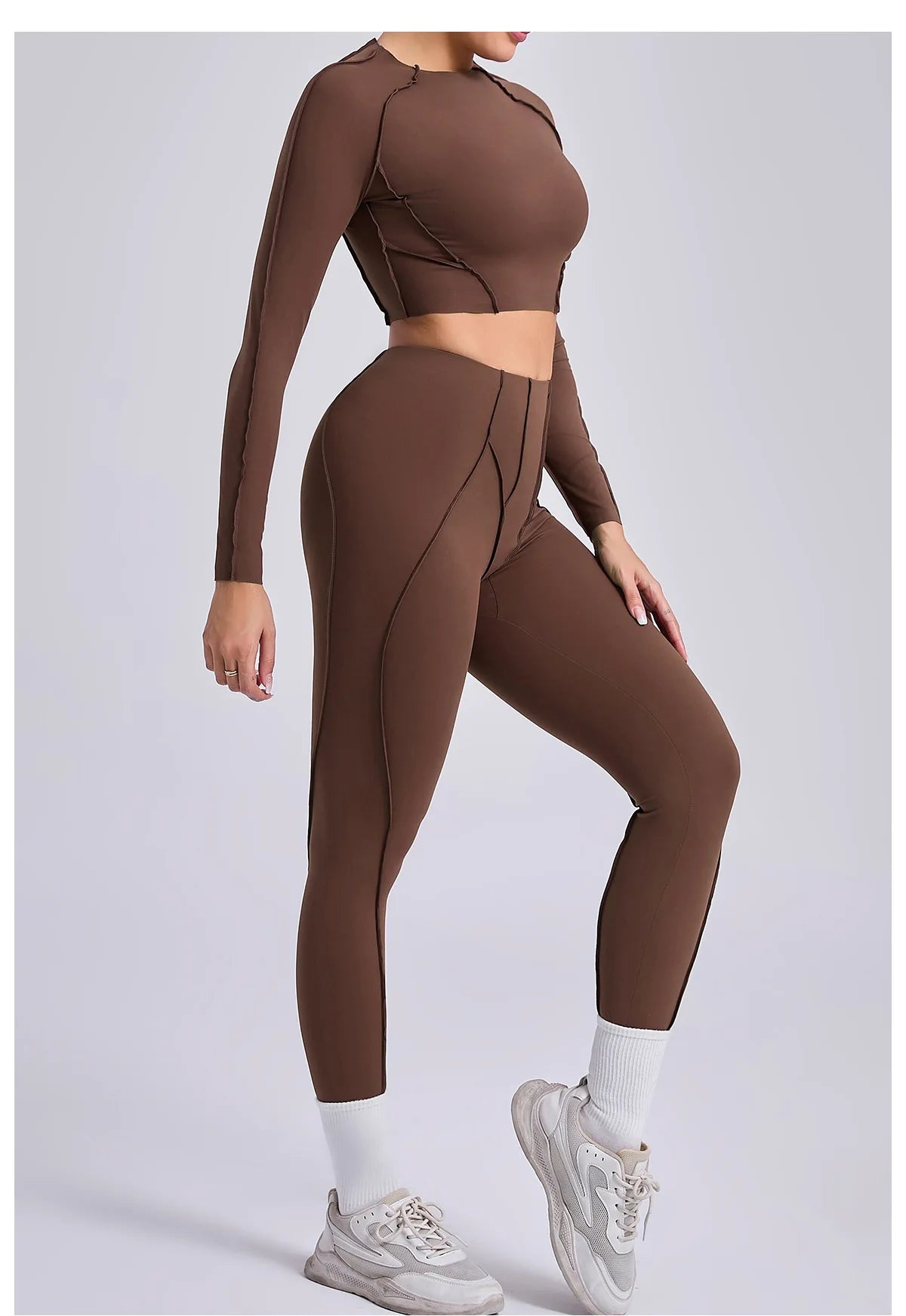 Yoga Set 2 Pieces Gym Clothes Sportswear Yoga Suits For Women Fitness Set Workout Tracksuits Sports Long Sleeved Gym Leggings