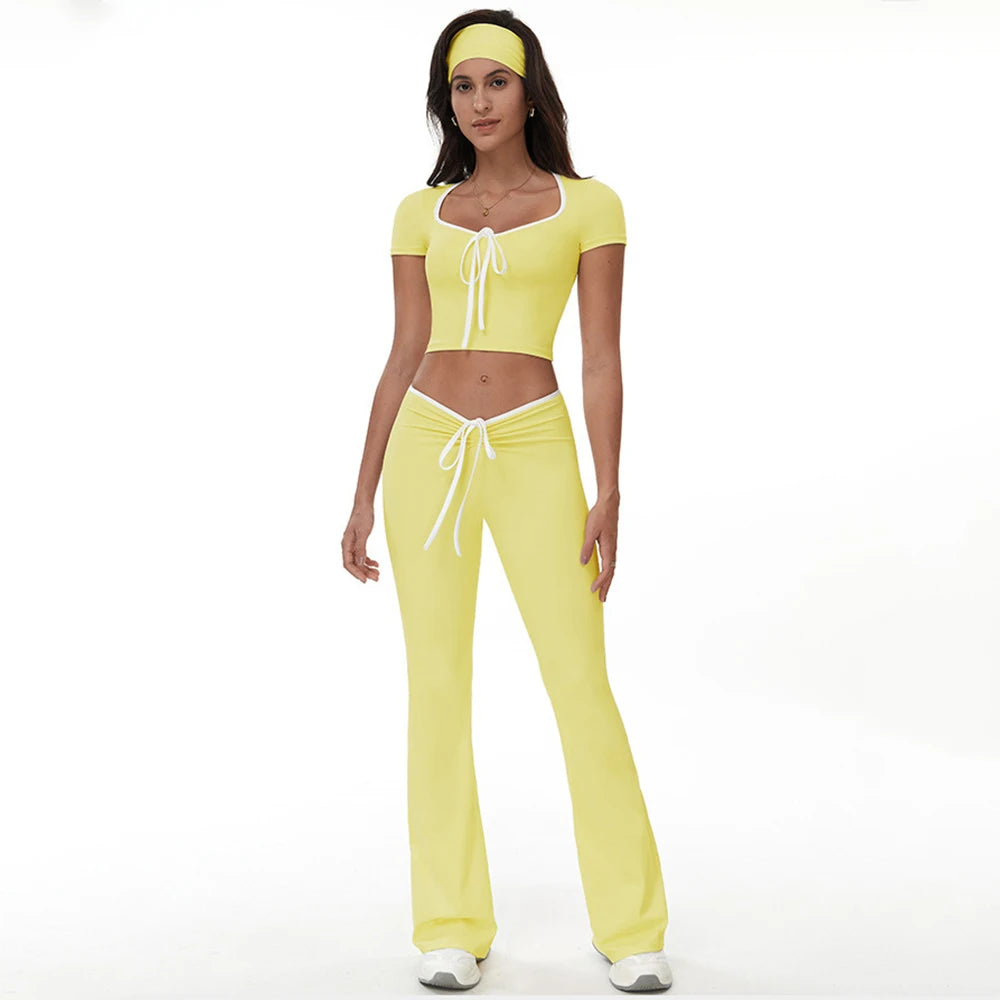 2PCS Yoga Suit Women Sports Short Sleeves High Waist Leggings Running Outfit Gym Set Fitness Workout Clothes Push Up Sportswear