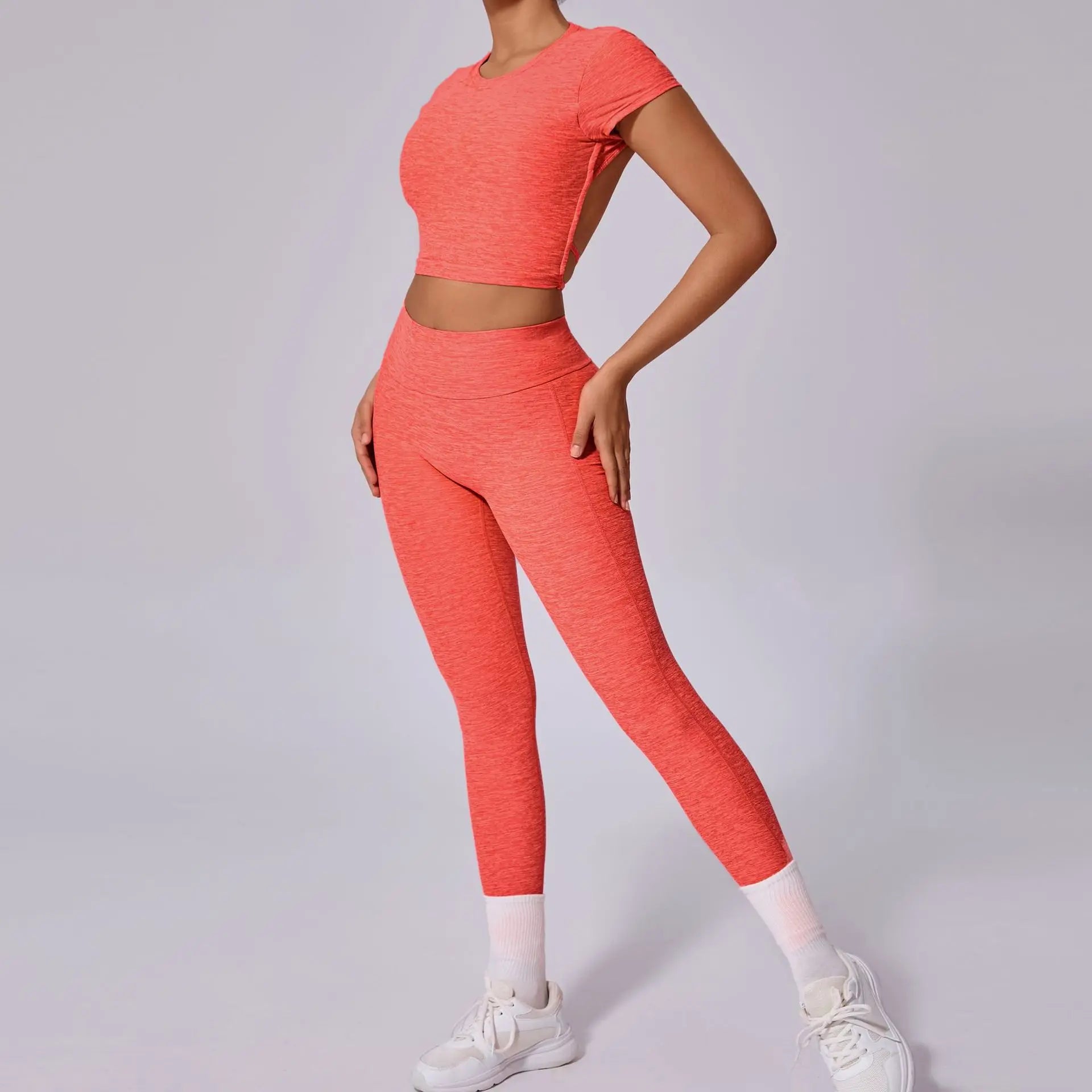 Hollow Beauty Back Crop Top Short Sleeve Workout Yoga Shirt Women Fitness Workout Tops Gym Clothes Sportswear Running T-shirts