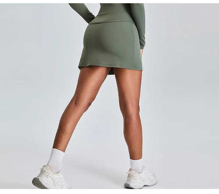 High Waist Sports Short Skirt Women's Yoga Short Skirt Running Training Fitness Tennis A-line Skirt Fake Two Yoga Short Skirts